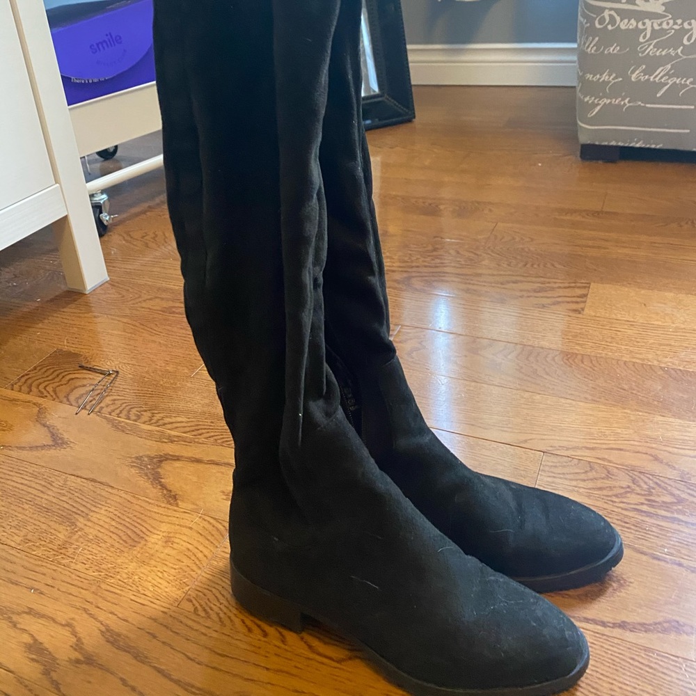 Zara over the knee suede black boots